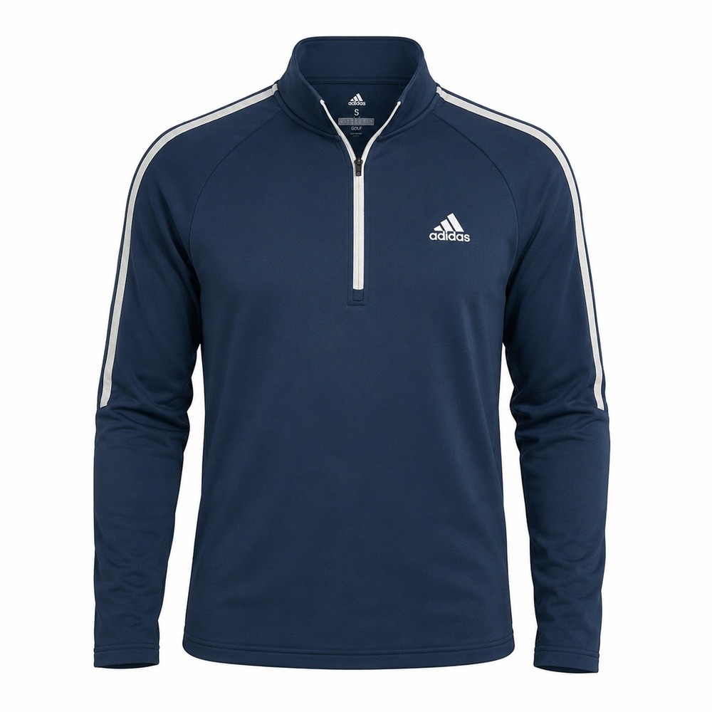 Adidas Golf‎ Mens Navy Blue Quarter Zip Pullover Sweatshirt Size Small Striped
